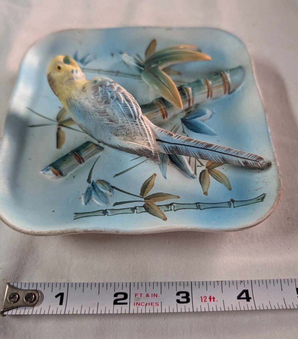 Vintage NAPCO Painted Ceramic 3D Parakeet Wall Plaque 1962